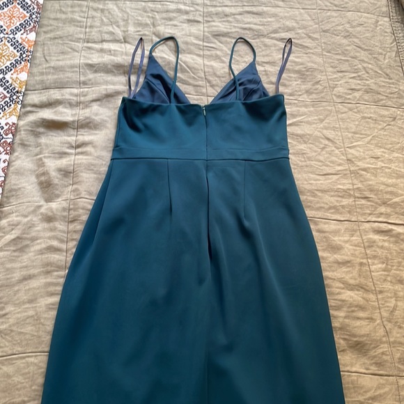 BHLDN Caron V-Neck Crepe Dress Emerald Green - Picture 13 of 15
